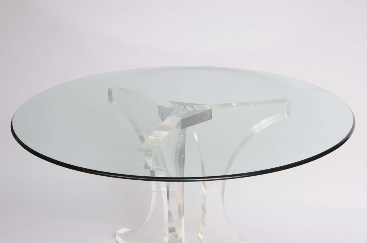 A Stunning Lucite and Chrome Table Base and Glass Top at 1stDibs