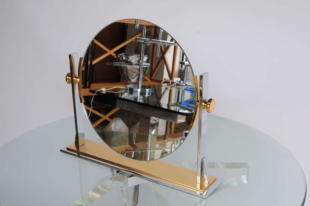 Karl Springer MixedMetals Vintage Vanity Mirror at 1stdibs