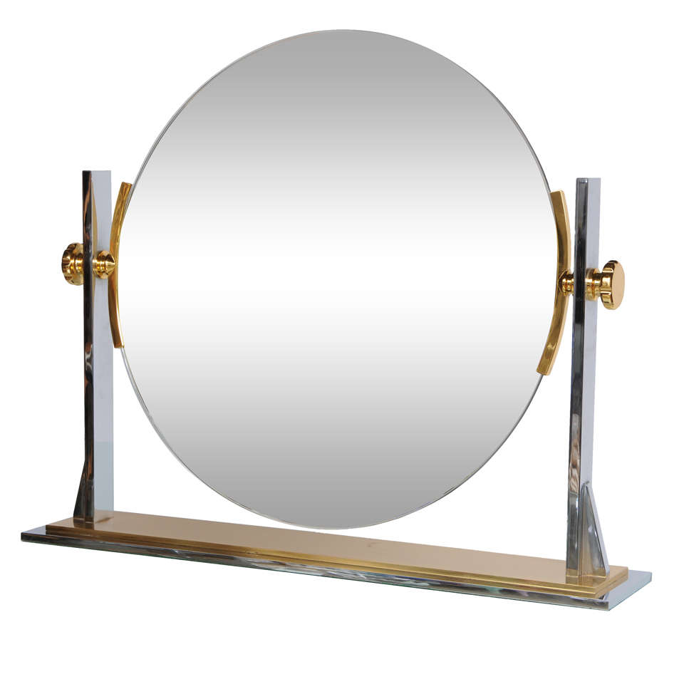 Karl Springer MixedMetals Vintage Vanity Mirror at 1stdibs