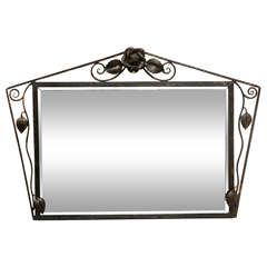 Deco Wall Mirror in Wrought Iron Frame