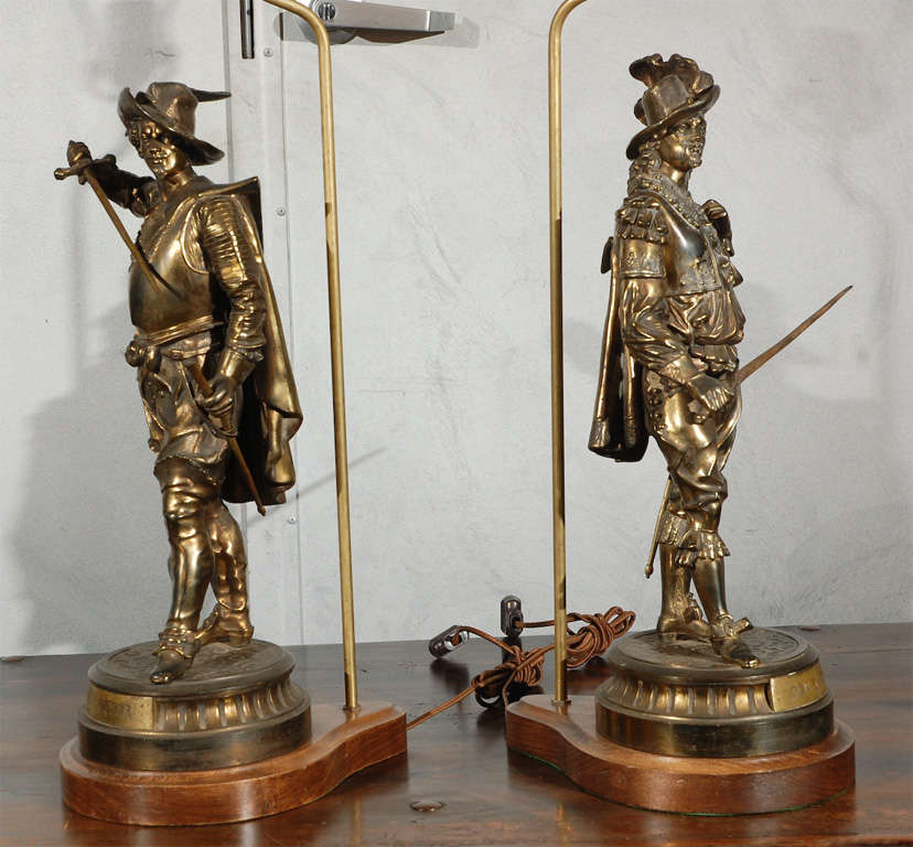 French Pr Antique Cavalier Table Lamps For Sale