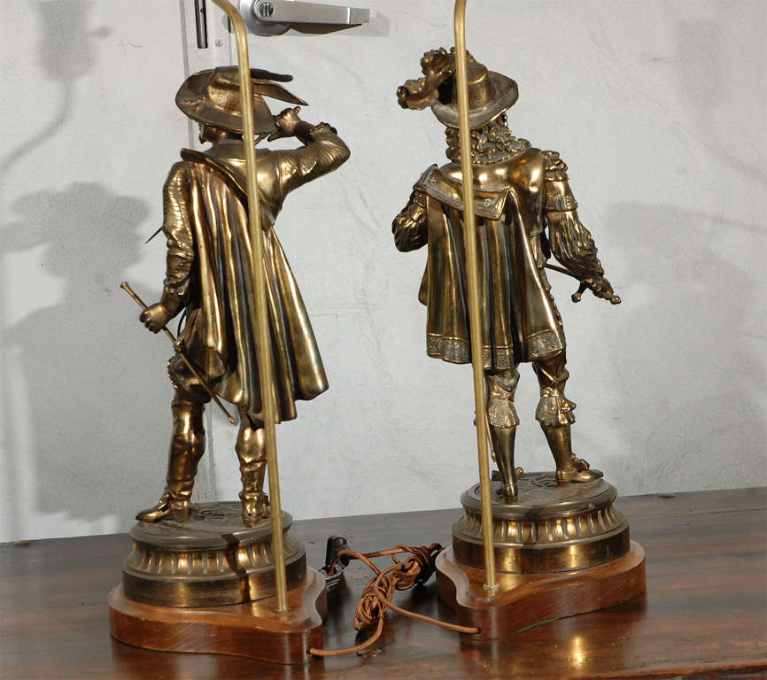 Pr Antique Cavalier Table Lamps For Sale 1