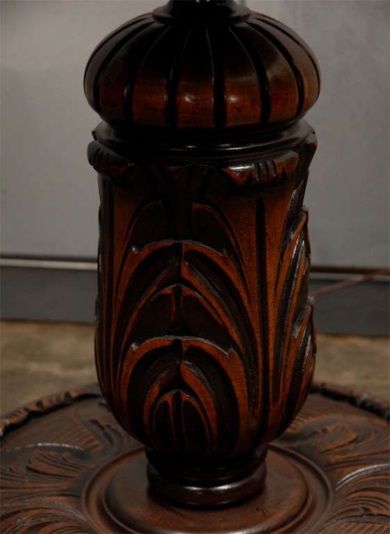 Antique Carved Oak Floor Lamp 1