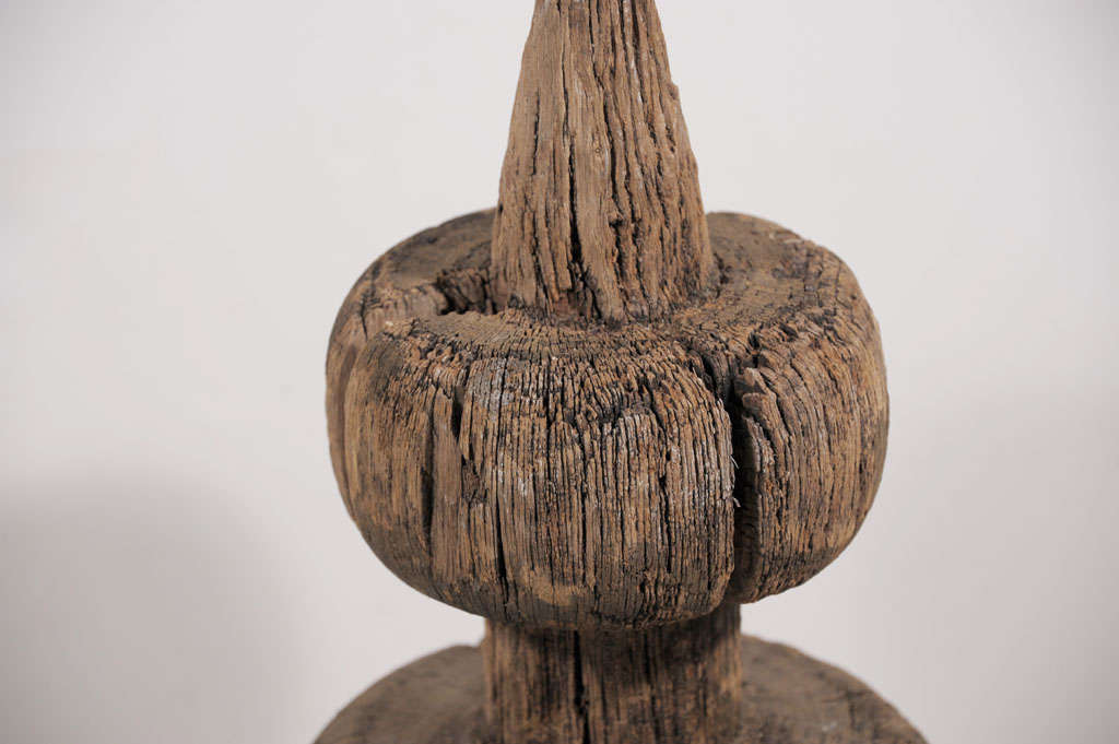 Wood 19th Century Weathered Finial For Sale