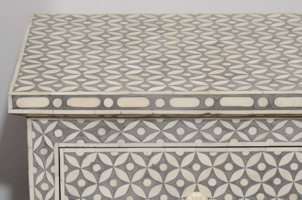 Indian Grey and White Inlaid Bone Bureau 1