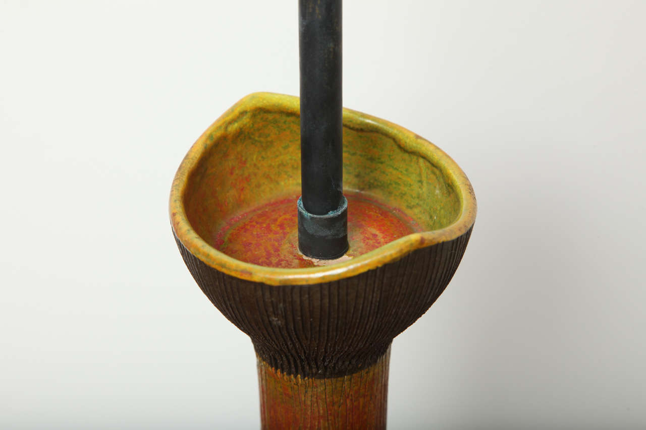 Raymor Striped Ceramic Table Lamp & Vase 1