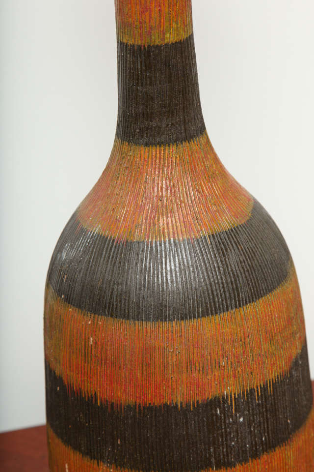Raymor Striped Ceramic Table Lamp & Vase 2