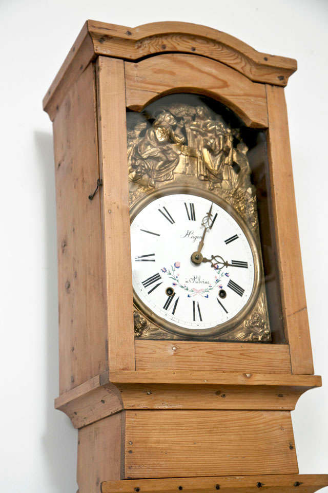 French Pine Tall Case Clock For Sale at 1stDibs