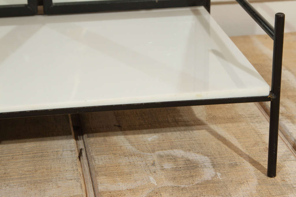 Paul McCobb for Bryce Metals Vanity with vitrolite shelf, and 3 way mirror In Excellent Condition In Los Angeles, CA