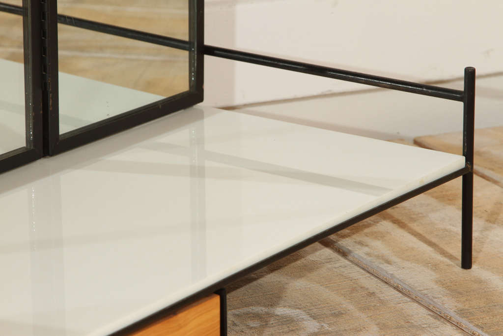 Paul McCobb for Bryce Metals Vanity with vitrolite shelf, and 3 way mirror 3