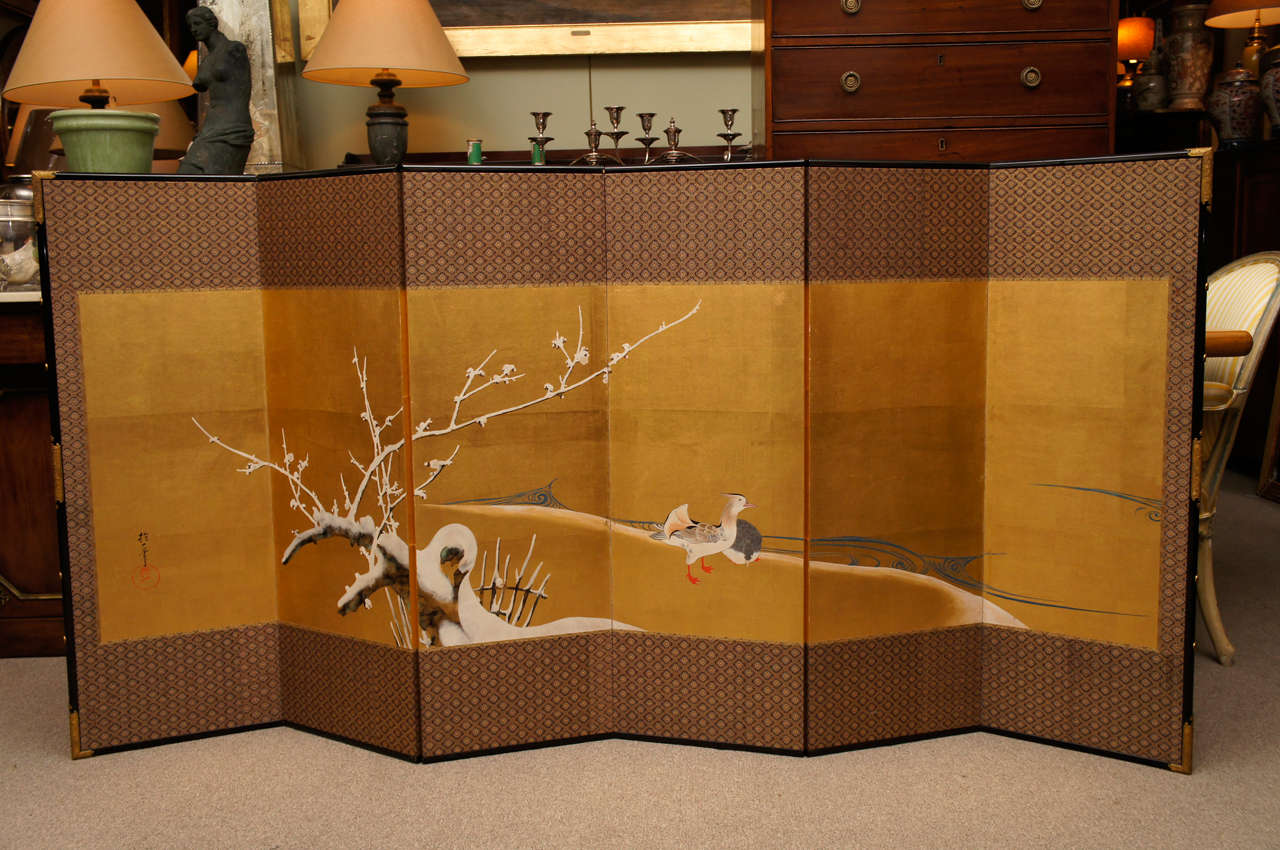 Japanese Antique Hand Painted Folding Screen
Six Panels Screen
Plum tree & Bird
 Sakai Hoitsu (1761-1828)
He was a Japanese painter of the Rinpa school. He is famous for reviving the style and popularity of Ogata Kōrin , and for creating a number of