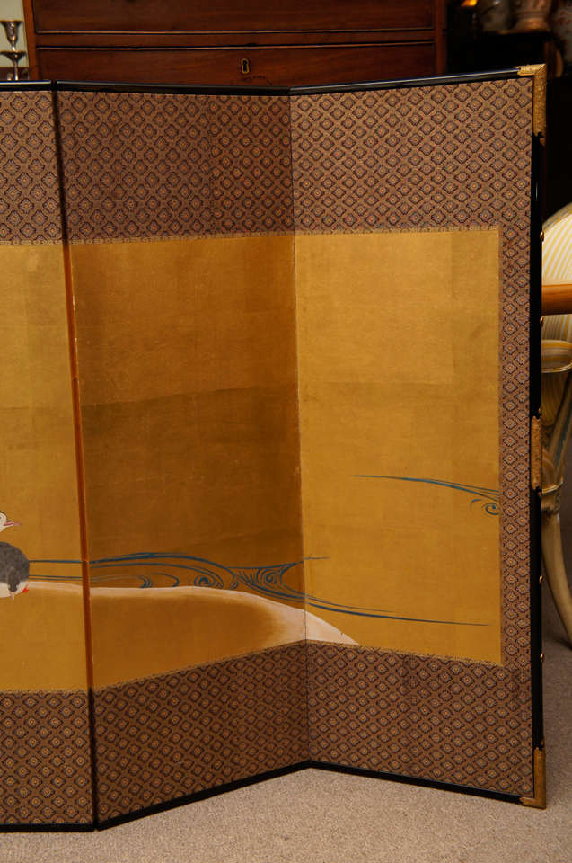 19th Century Japanese Hand Painted Folding Screen