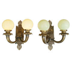 Pair of Antique Bronze Two-Arm Sconces 5