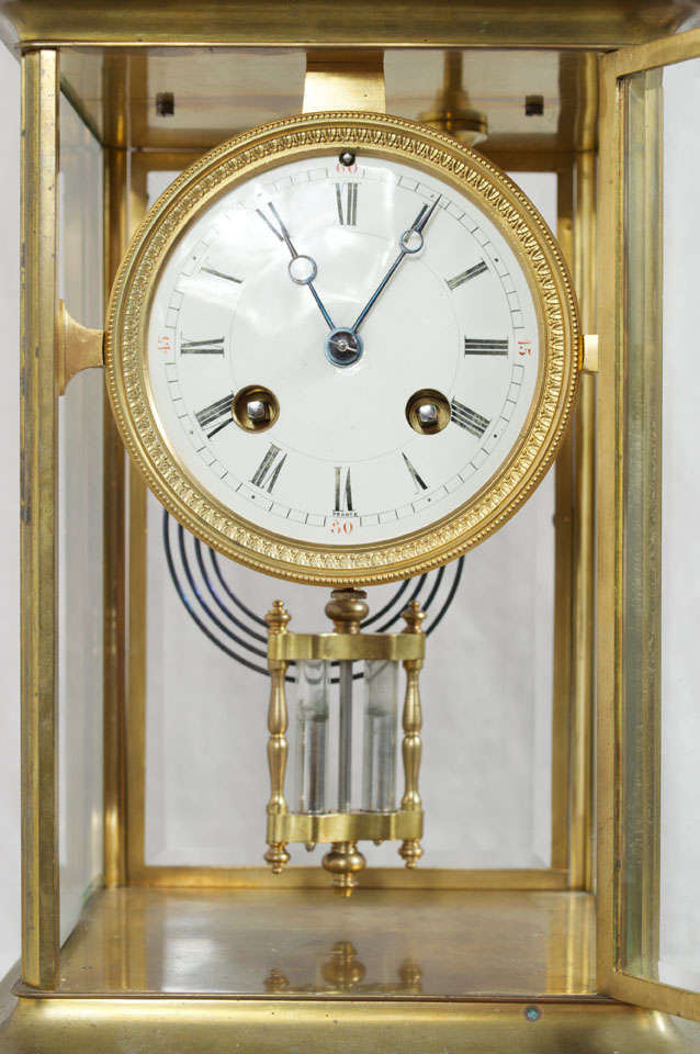 Edwardian French Crystal Regulator Clock