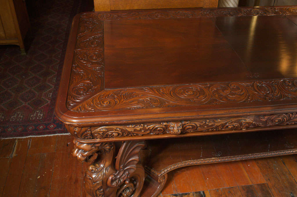 Large Griffin Mahogany Library Table in Manner of RJ Horner In Good Condition In Petaluma, CA