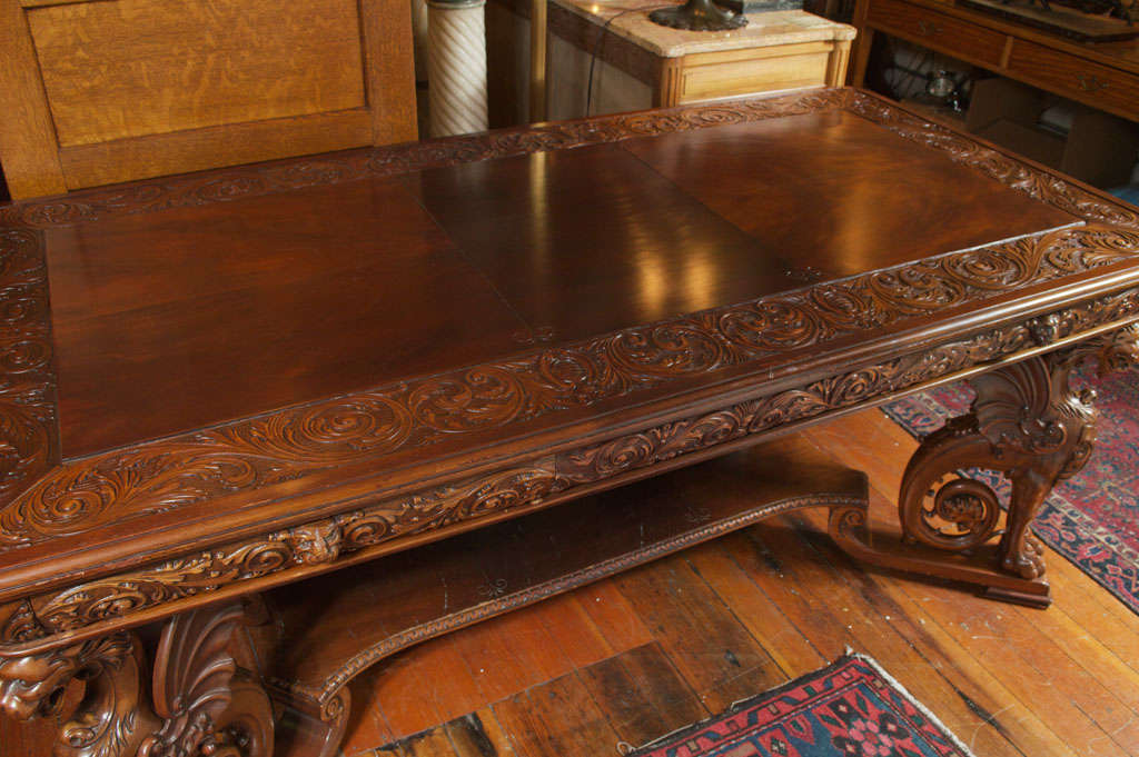 20th Century Large Griffin Mahogany Library Table in Manner of RJ Horner