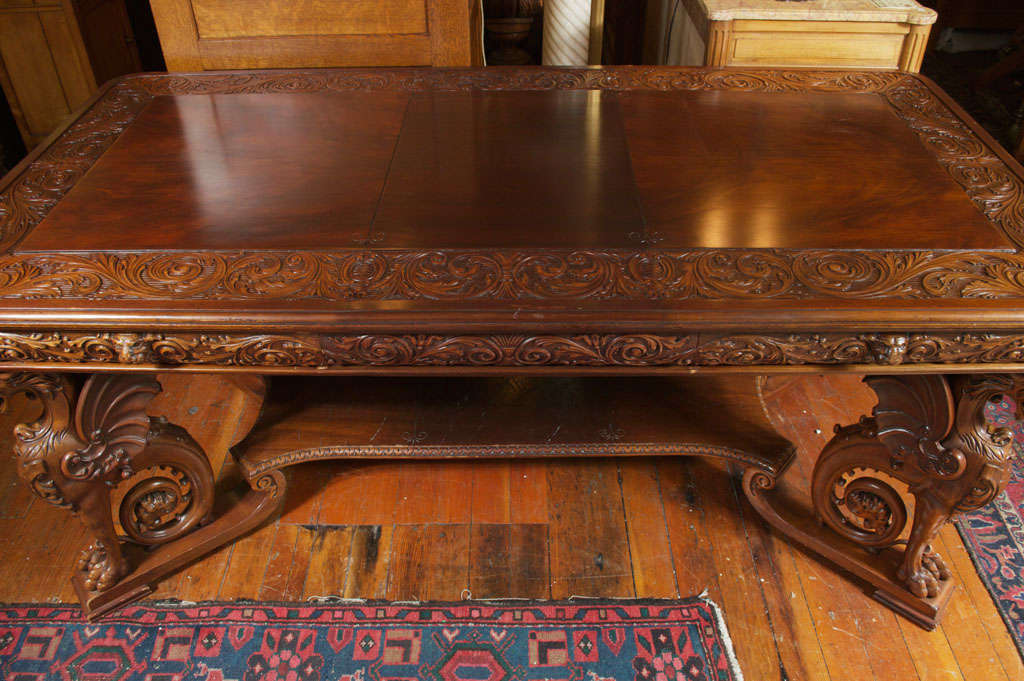 Large Griffin Mahogany Library Table in Manner of RJ Horner 2