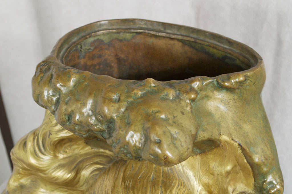 French Antique Art Nouveau Bronze Vase