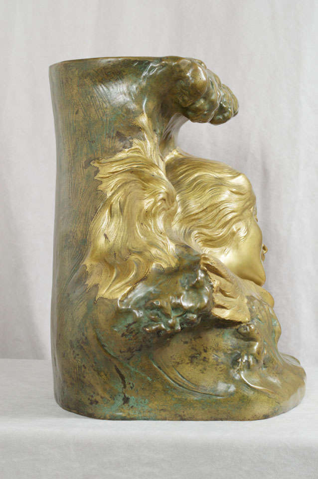 Antique Art Nouveau Bronze Vase 3