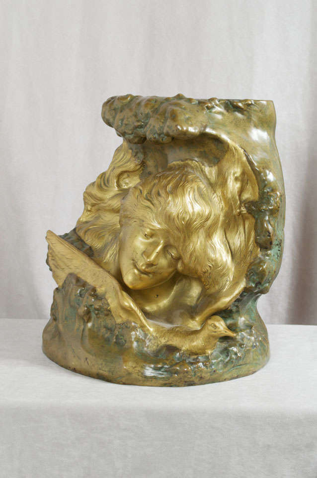 Antique Art Nouveau Bronze Vase 5