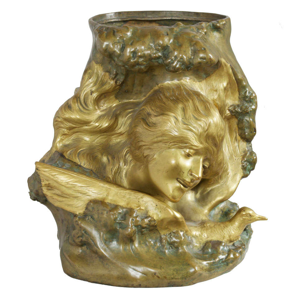 Antique Art Nouveau Bronze Vase