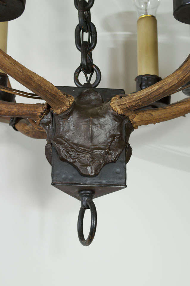 American Unusual Antique Chandelier with Antlers