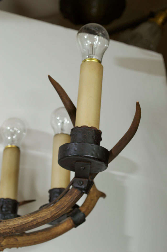 20th Century Unusual Antique Chandelier with Antlers