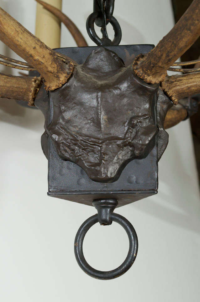 Unusual Antique Chandelier with Antlers 1