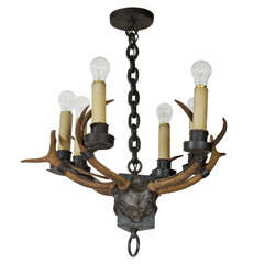 Unusual Antique Chandelier with Antlers