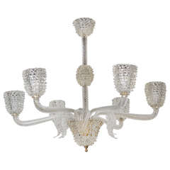 Exceptional Barovier & Toso Murano Glass Scrolled Chandelier