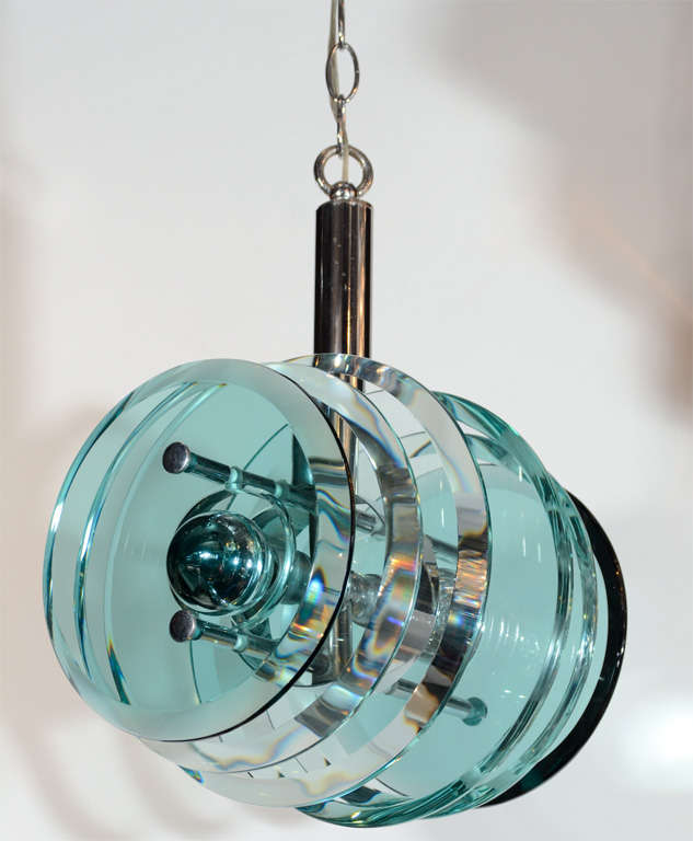 Italian Mid-Century Glass Pendant Light with Geometric Design 1