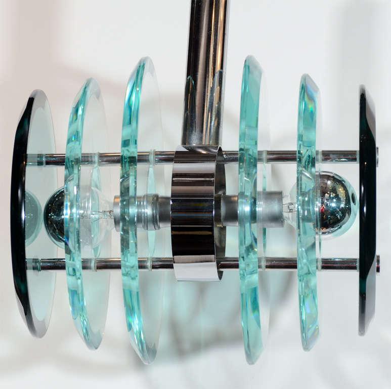 Italian Mid-Century Glass Pendant Light with Geometric Design 3