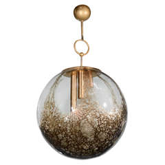 Rare and Exquisite Smoked Murano Globe Chandelier with Liquified Amber Tones