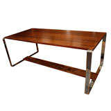 1970s Retro Modern Rosewood on Chrome Coffee Table