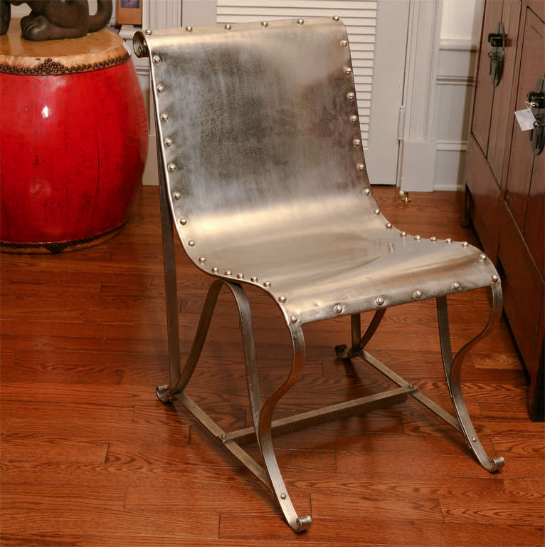 Pair of French Steel Chairs For Sale at 1stdibs