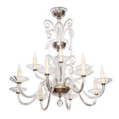 Beautiful Clear  Glass Murano Chandelier