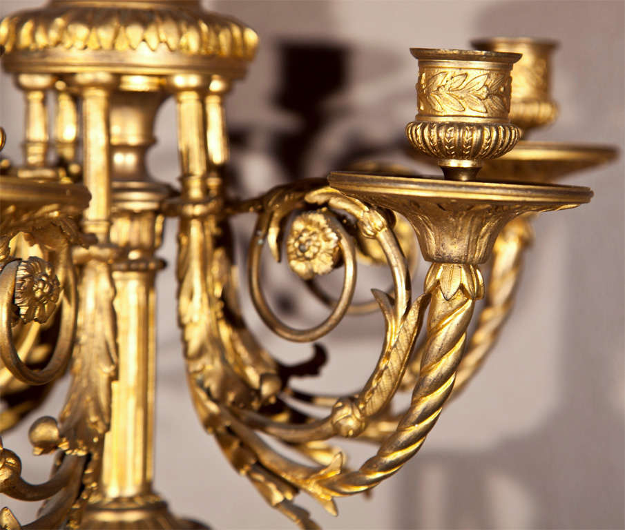 Bronze Pair Of Louis XVI Style Candelabra For Sale