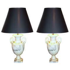 Pair of Alabaster Urn Lamps