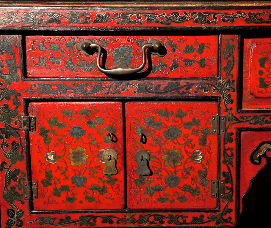 red writing desk