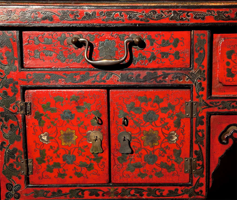 red writing desk