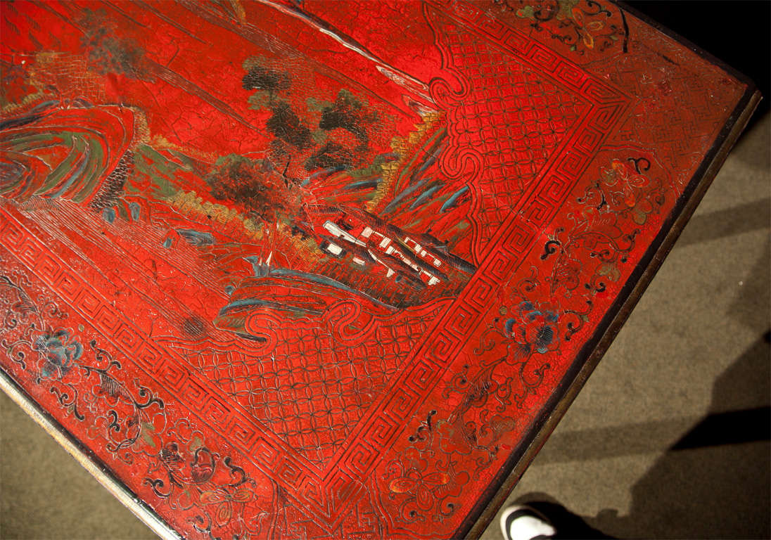 Mid-20th Century Red Lacquer Chinoiserie Desk