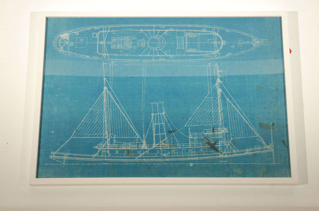 20th Century Vintage Ship Blueprint