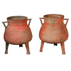 Antique Cast  Iron  Art Deco Urns