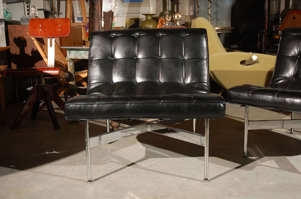 Chrome Pair of Laverne Lounge Chairs