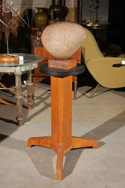 Sculpture on custom wood pedestal stand