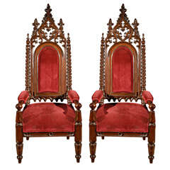 Pair of Gothic Style Armchairs 1