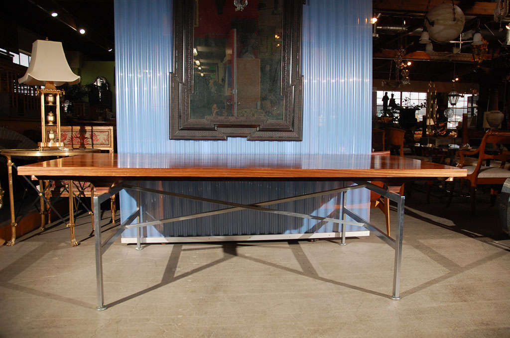 P. Schultz & Co. rosewood desk w/matte chrome plated steel base