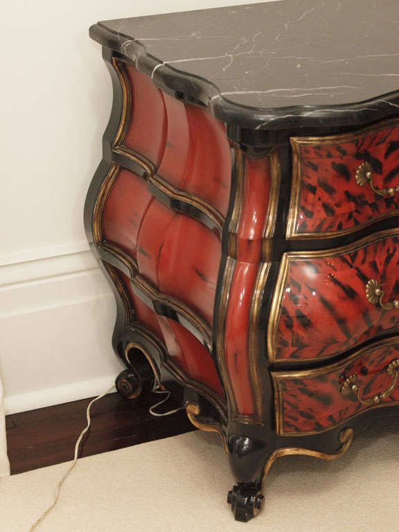 American SATURDAY SALE Extravagant Lacquered Bombe Chest For Sale