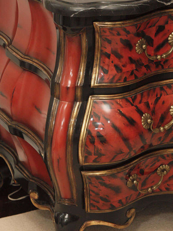 SATURDAY SALE Extravagant Lacquered Bombe Chest In Excellent Condition For Sale In New Orleans, LA
