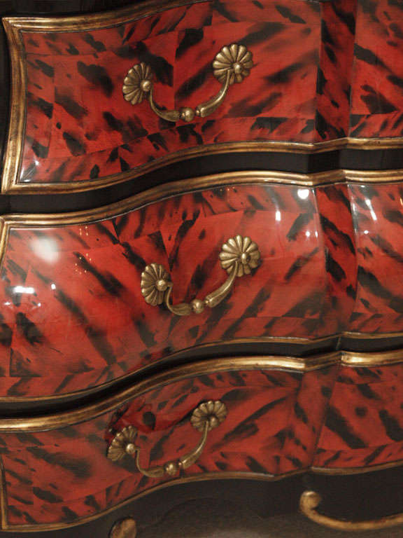 Marble SATURDAY SALE Extravagant Lacquered Bombe Chest For Sale